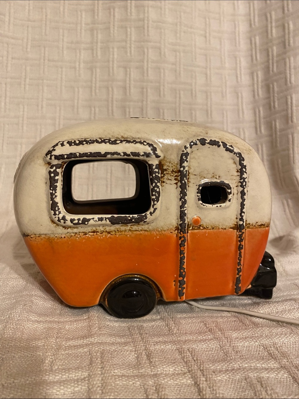 Ceramic Retro Camper Lamp Glazed Clay Night Light